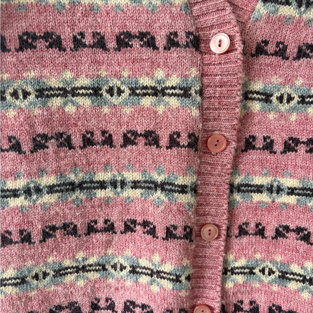 Vintage Eccobay Made in USA Pink Fair Isle Vest - Picture 5 of 9